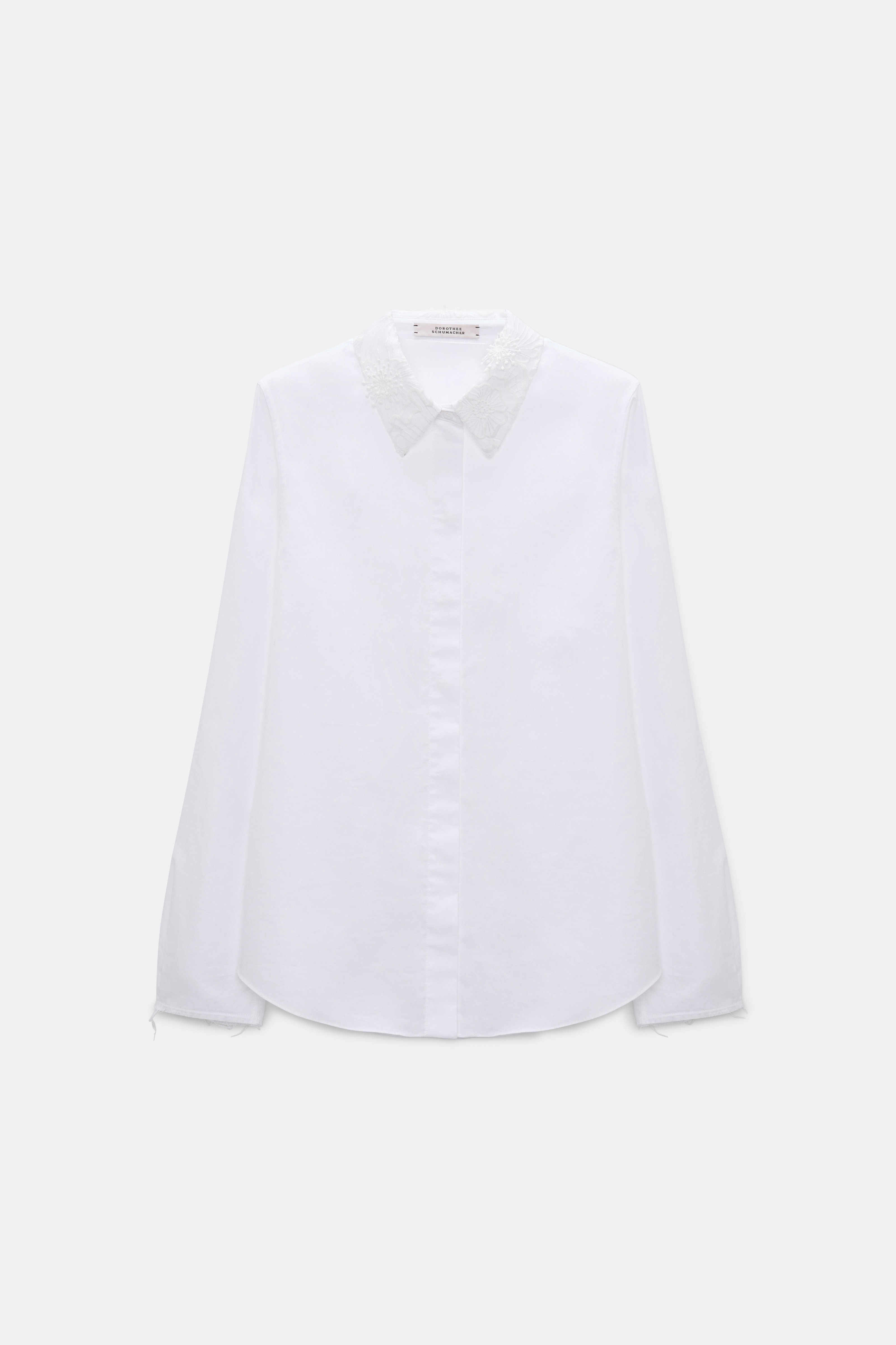 Dorothee Schumacher Cotton oxford shirt with optional lace collar pure white